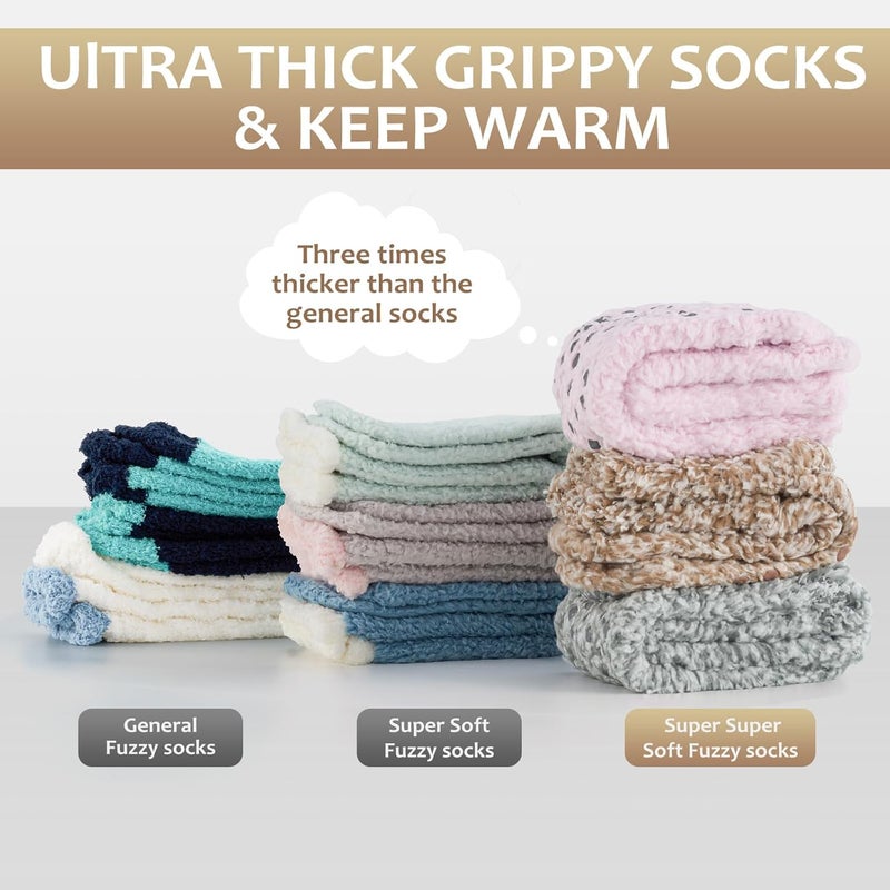 Revosoxs Fuzzy Grip Socks for Women Men,Thick Warm Slipper Cozy Fluffy Non Slip Ankle Hospital socks With Grips. - Image 2